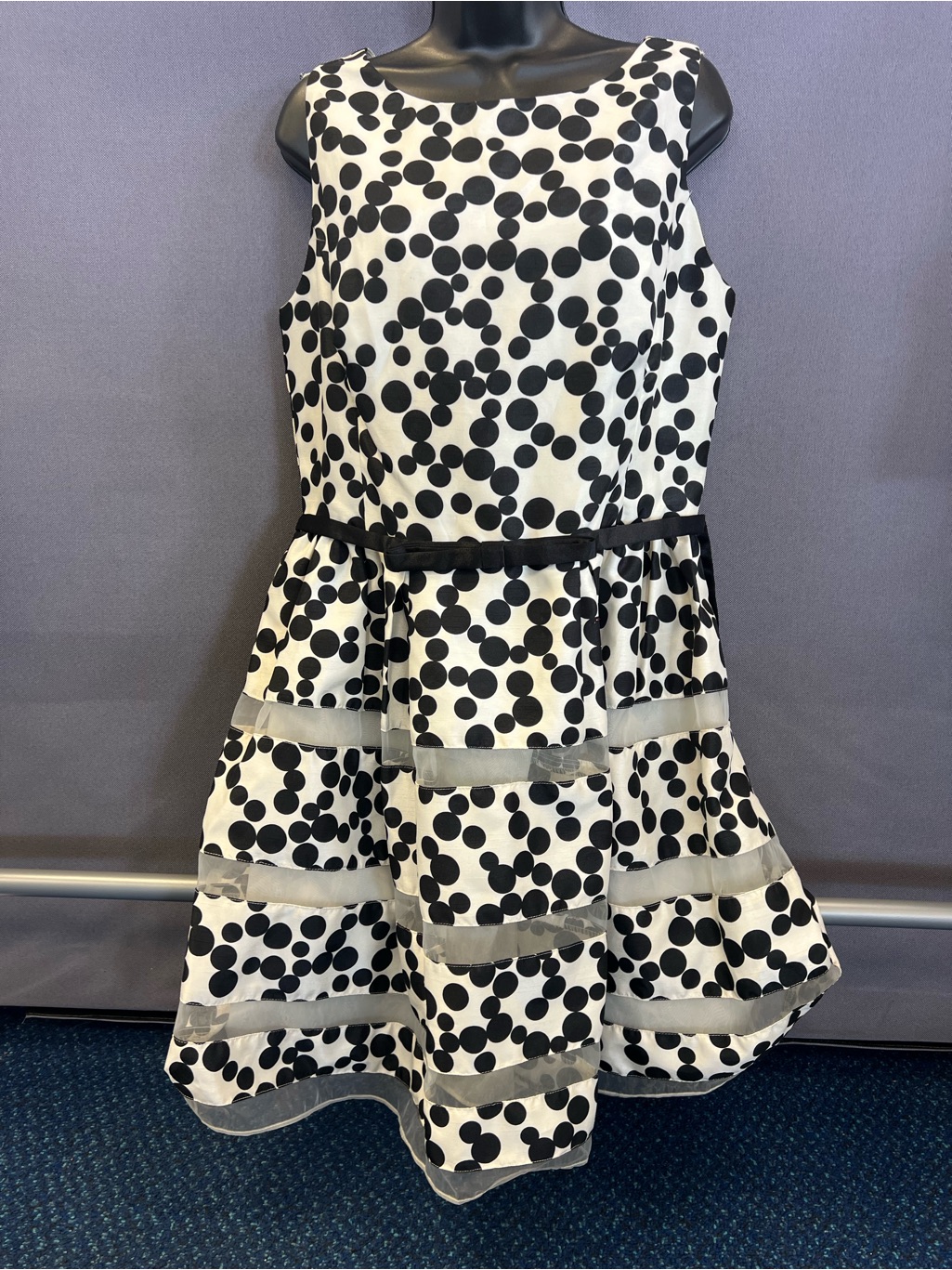 Taylor Black And White Polka Dot Party Dress